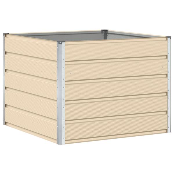 Grote foto vidaxl plantenbak ivoor 100 x 100 x 75 cm staal tuin en terras overige tuin en terras