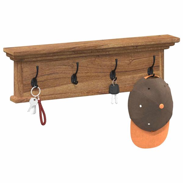 Grote foto vidaxl wandkapstok naturel 70 x 10 x 20 cm massief teakhout huis en inrichting woningdecoratie