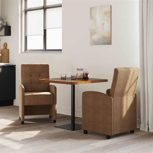 Grote foto vidaxl dining stoelen met wielen 2 pcs bruin 58 x 67 x 97 cm huis en inrichting stoelen