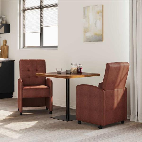 Grote foto vidaxl dining stoelen met wielen 2 pcs glanzend bruin 58 x 67 x 97 cm huis en inrichting stoelen