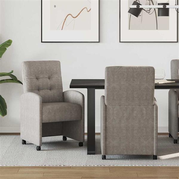 Grote foto vidaxl dining stoelen met wielen 2 pcs grijs 58 x 67 x 97 cm kunstleer huis en inrichting stoelen