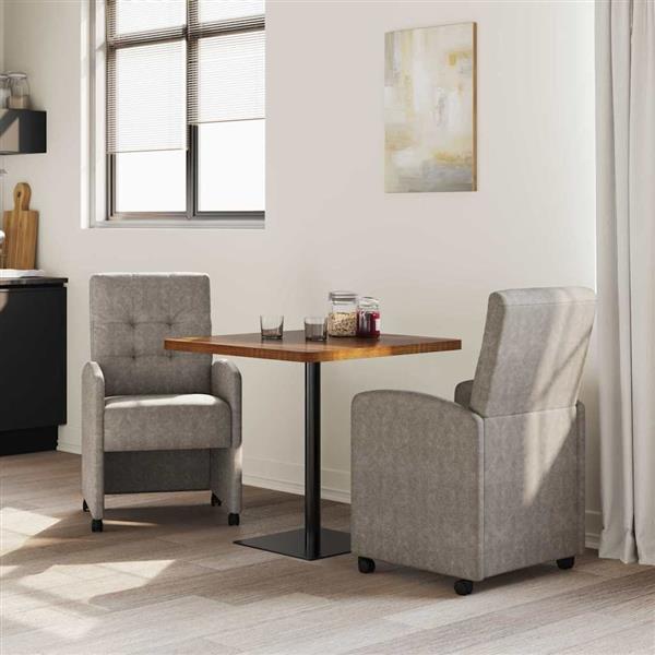 Grote foto vidaxl dining stoelen met wielen 2 pcs grijs 58 x 67 x 97 cm kunstleer huis en inrichting stoelen