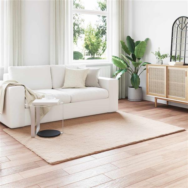 Grote foto vidaxl nep konijnenbont tapijt olite taupe 120 x 170 cm polyester huis en inrichting vloerbedekking en kleden