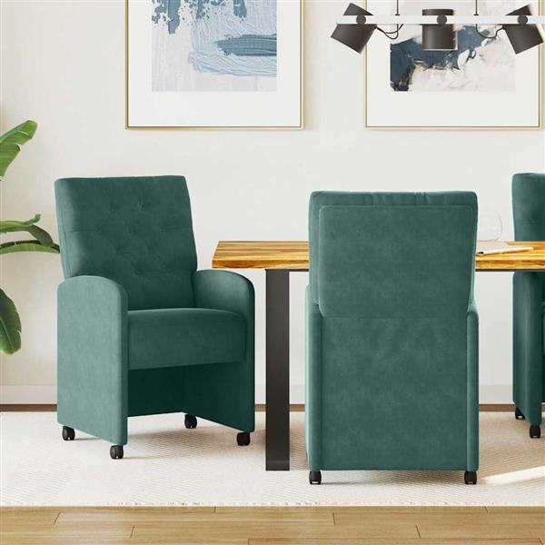 Grote foto vidaxl dining stoelen met wielen 2 pcs donkergroen 58 x 67 x 97 cm huis en inrichting stoelen