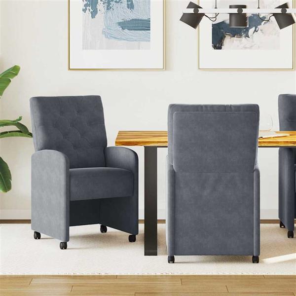 Grote foto vidaxl dining stoelen met wielen 2 pcs donkergrijs 58 x 67 x 97 cm huis en inrichting stoelen