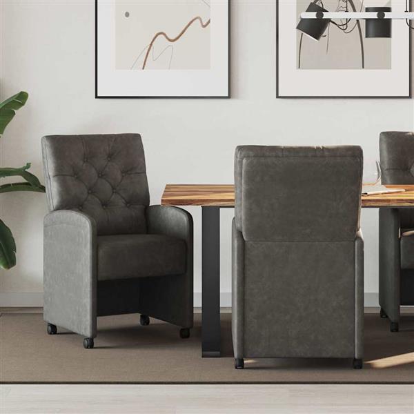 Grote foto vidaxl dining stoelen met wielen 2 pcs zwart 58 x 67 x 97 cm kunstleer huis en inrichting stoelen