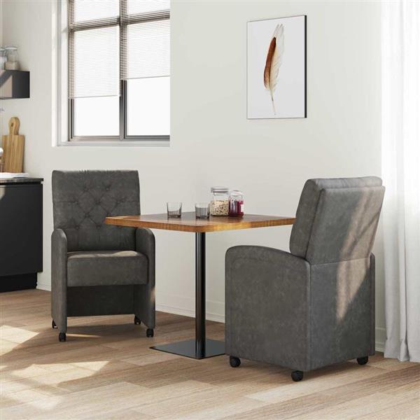 Grote foto vidaxl dining stoelen met wielen 2 pcs zwart 58 x 67 x 97 cm kunstleer huis en inrichting stoelen