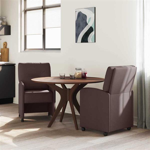 Grote foto vidaxl dining stoelen met wielen 2 pcs donkerbruin 57 x 67 x 95 cm huis en inrichting stoelen