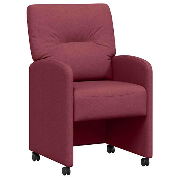 Grote foto vidaxl dining stoelen met wielen 2 pcs wijnrood 57 x 67 x 95 cm stof huis en inrichting stoelen