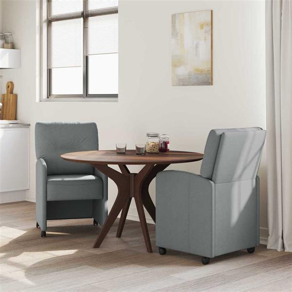 Grote foto vidaxl dining stoelen met wielen 2 pcs lichtgrijs 57 x 67 x 95 cm stof huis en inrichting stoelen