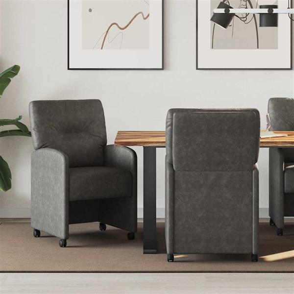 Grote foto vidaxl dining stoelen met wielen 2 pcs zwart 57 x 67 x 95 cm kunstleer huis en inrichting stoelen