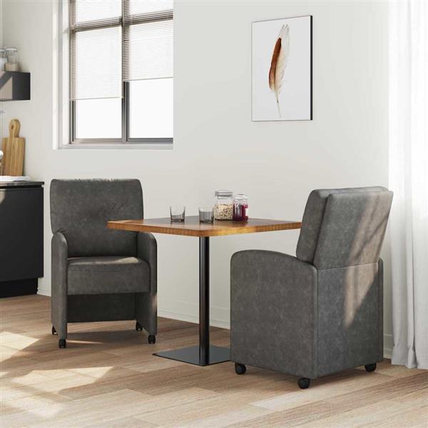 Grote foto vidaxl dining stoelen met wielen 2 pcs zwart 57 x 67 x 95 cm kunstleer huis en inrichting stoelen