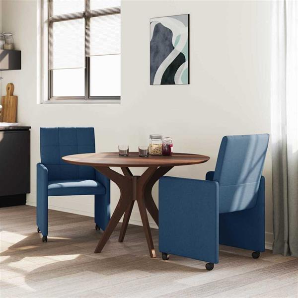 Grote foto vidaxl dining stoelen met wielen 2 pcs blauw 58 x 65 x 94 cm stof huis en inrichting stoelen