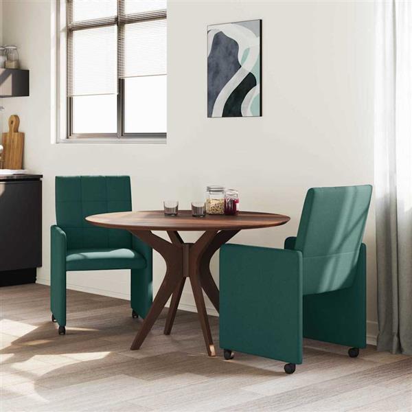 Grote foto vidaxl dining stoelen met wielen 2 pcs donkergroen 58 x 65 x 94 cm huis en inrichting stoelen