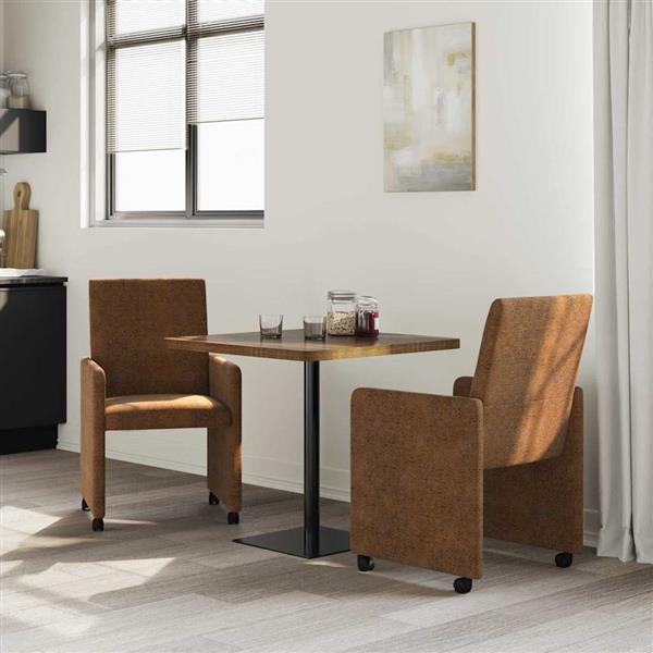 Grote foto vidaxl dining stoelen met wielen 2 pcs bruin 57 x 66 x 94 cm huis en inrichting stoelen