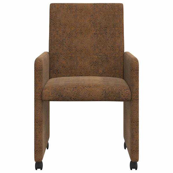 Grote foto vidaxl dining stoelen met wielen 2 pcs bruin 57 x 66 x 94 cm huis en inrichting stoelen
