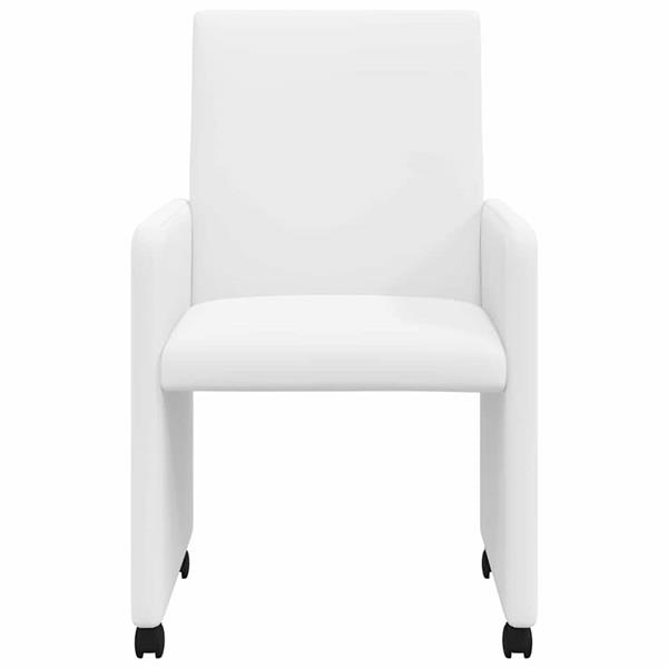Grote foto vidaxl dining stoelen met wielen 2 pcs wit 57 x 66 x 94 cm kunstleer huis en inrichting stoelen