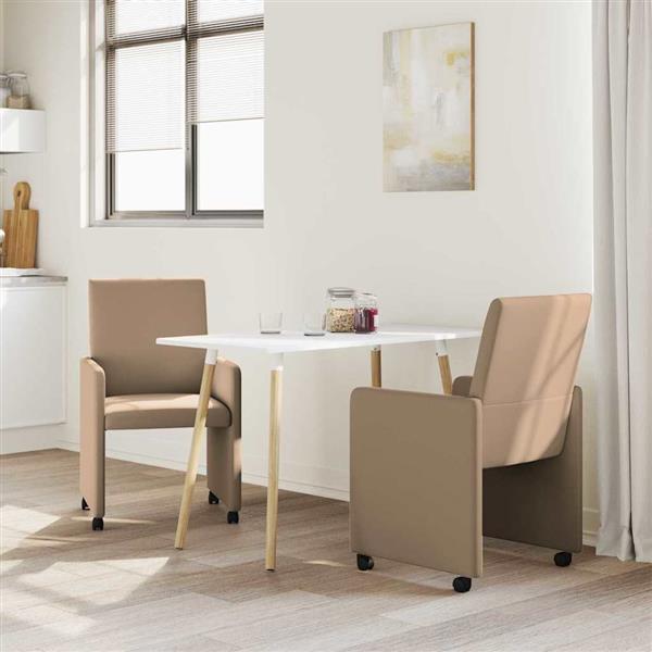 Grote foto vidaxl dining stoelen met wielen 2 pcs cappuccino 57 x 66 x 94 cm huis en inrichting stoelen