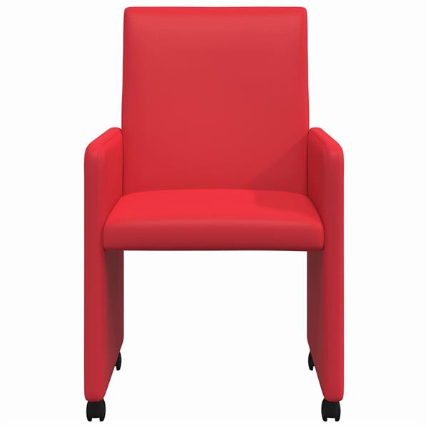 Grote foto vidaxl dining stoelen met wielen 2 pcs rood 57 x 66 x 94 cm kunstleer huis en inrichting stoelen