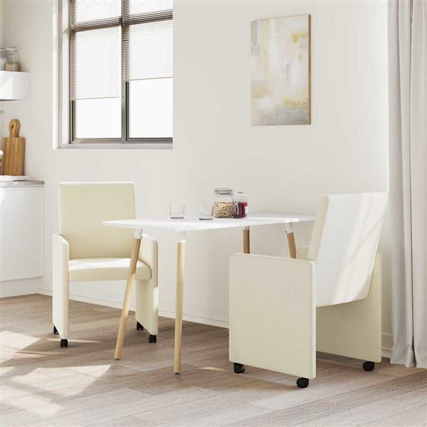 Grote foto vidaxl dining stoelen met wielen 2 pcs cr me 57 x 66 x 94 cm kunstleer huis en inrichting stoelen