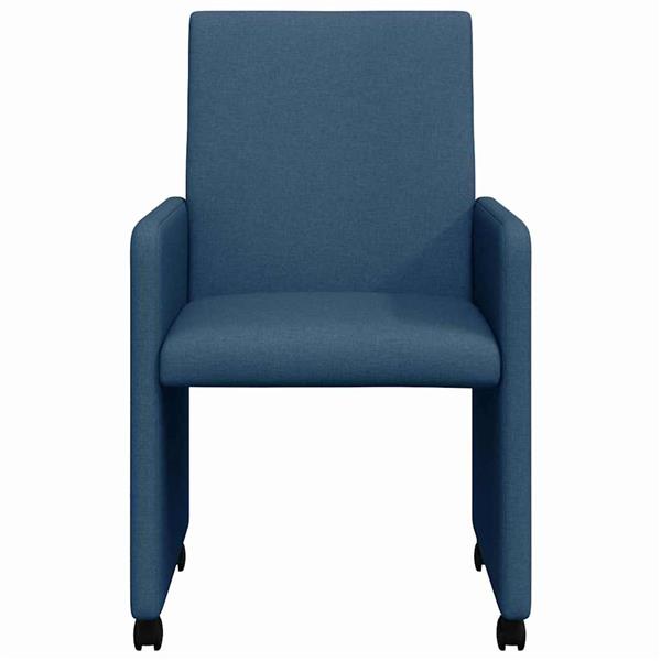 Grote foto vidaxl dining stoelen met wielen 2 pcs blauw 57 x 66 x 94 cm stof huis en inrichting stoelen