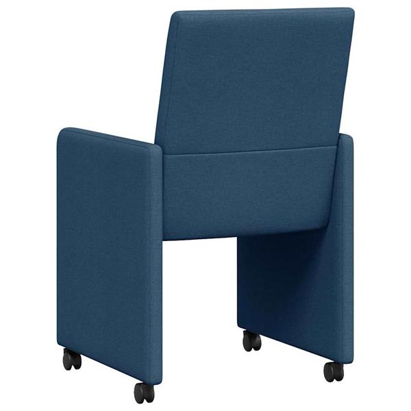 Grote foto vidaxl dining stoelen met wielen 2 pcs blauw 57 x 66 x 94 cm stof huis en inrichting stoelen