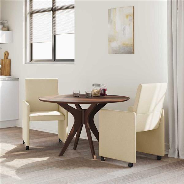 Grote foto vidaxl dining stoelen met wielen 2 pcs cr me 57 x 66 x 94 cm stof huis en inrichting stoelen