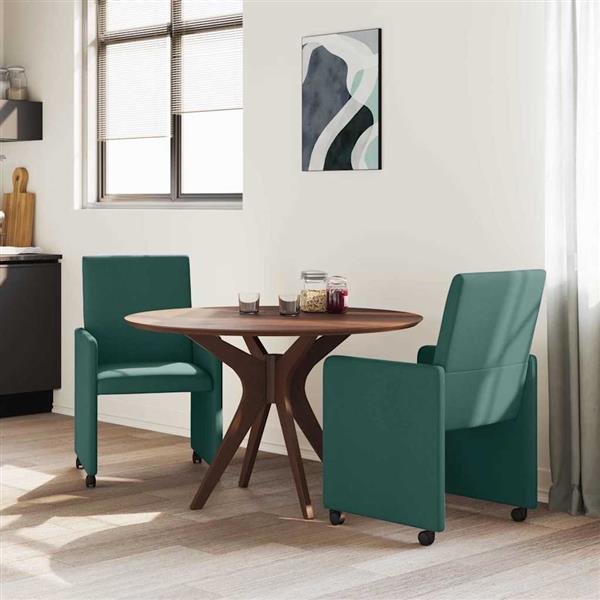 Grote foto vidaxl dining stoelen met wielen 2 pcs donkergroen 57 x 66 x 94 cm huis en inrichting stoelen