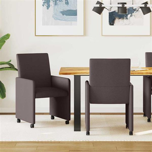 Grote foto vidaxl dining stoelen met wielen 2 pcs donkerbruin 57 x 66 x 94 cm huis en inrichting stoelen
