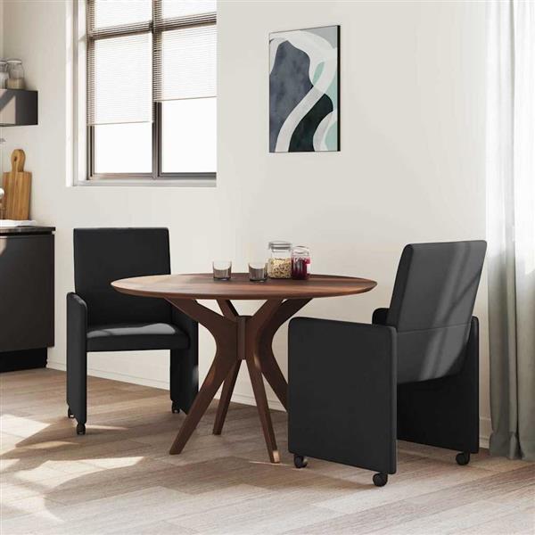 Grote foto vidaxl dining stoelen met wielen 2 pcs zwart 57 x 66 x 94 cm stof huis en inrichting stoelen