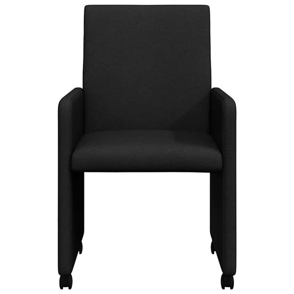 Grote foto vidaxl dining stoelen met wielen 2 pcs zwart 57 x 66 x 94 cm stof huis en inrichting stoelen