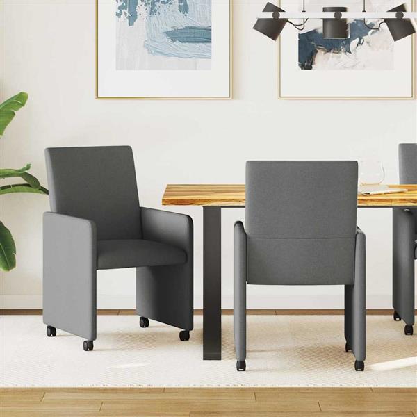 Grote foto vidaxl dining stoelen met wielen 2 pcs donkergrijs 57 x 66 x 94 cm huis en inrichting stoelen