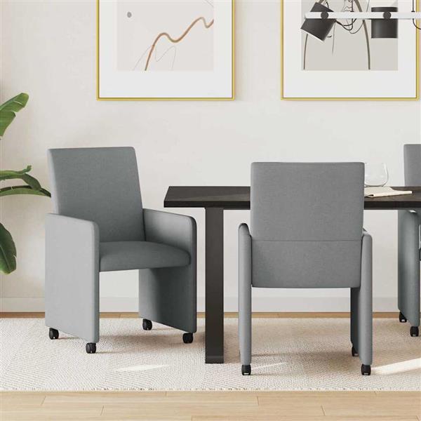 Grote foto vidaxl dining stoelen met wielen 2 pcs lichtgrijs 57 x 66 x 94 cm stof huis en inrichting stoelen
