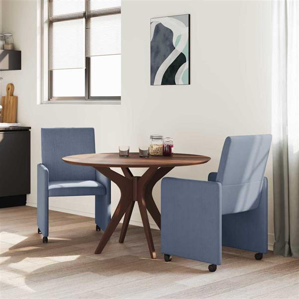 Grote foto vidaxl dining stoelen met wielen 2 pcs blauw 57 x 66 x 94 cm huis en inrichting stoelen
