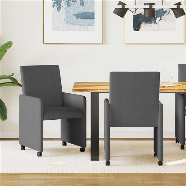 Grote foto vidaxl dining stoelen met wielen 2 pcs donkergrijs 57 x 66 x 94 cm huis en inrichting stoelen