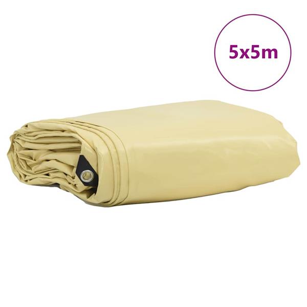Grote foto vidaxl zeil 650g m beige 5 x 5 m canvas met pvc coating doe het zelf en verbouw materialen en producten