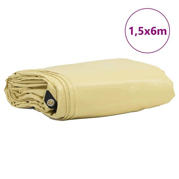 Grote foto vidaxl zeil 650g m beige 1 5 x 6 m canvas met pvc coating doe het zelf en verbouw materialen en producten