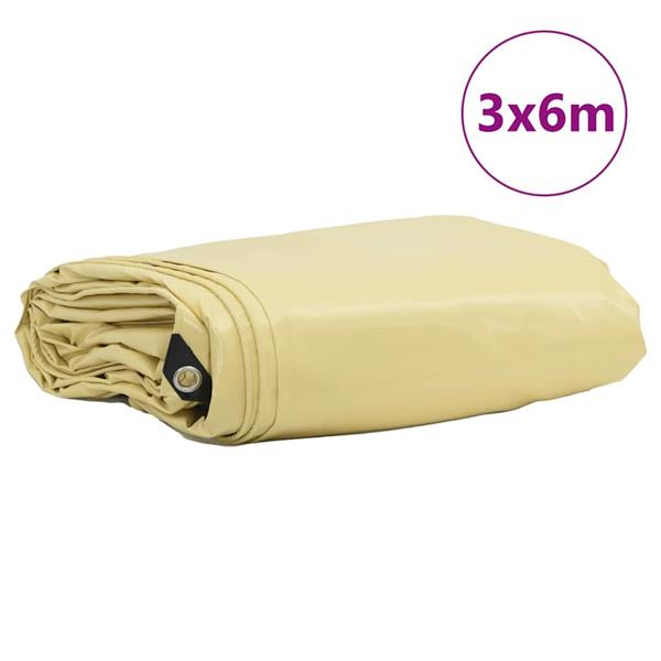 Grote foto vidaxl zeil 650g m beige 3 x 6 m canvas met pvc coating doe het zelf en verbouw materialen en producten