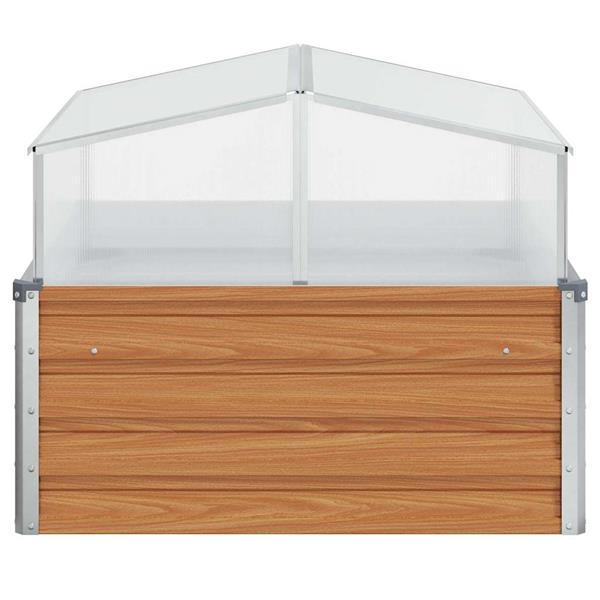 Grote foto vidaxl tuinplanter met kas licht bruin 100 x 100 x 77 cm tuin en terras overige tuin en terras