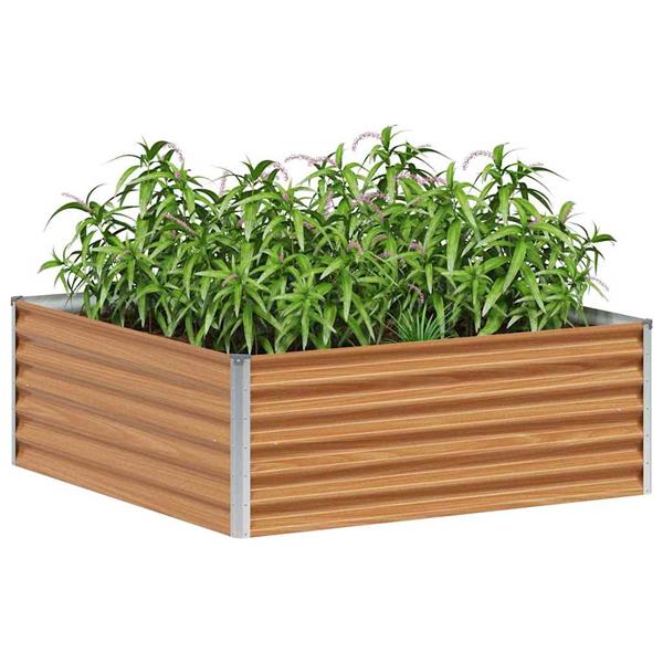 Grote foto vidaxl verhoogde plantenbak 98 x 100 x 36 cm gegalvaniseerd staal tuin en terras overige tuin en terras