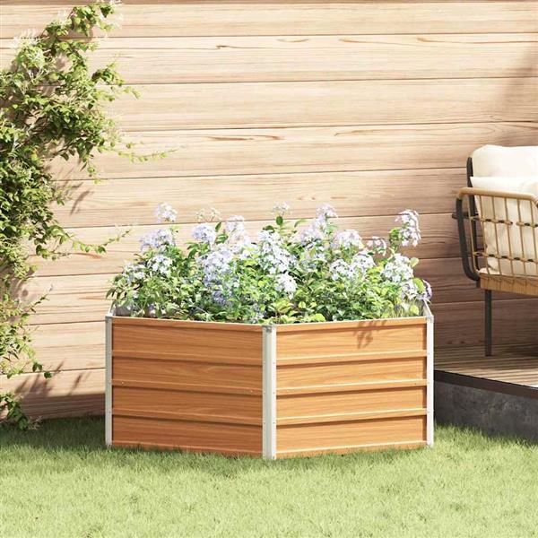 Grote foto vidaxl verhoogd tuinbed hout uiterlijk 129 x 129 x 45 cm tuin en terras overige tuin en terras