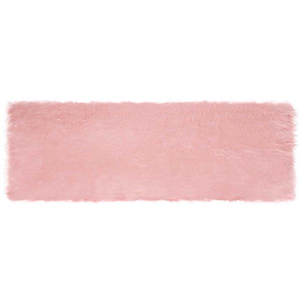 Grote foto vidaxl nep schapenvacht tapijt tafalla roze 80 x 250 cm polyester huis en inrichting vloerbedekking en kleden