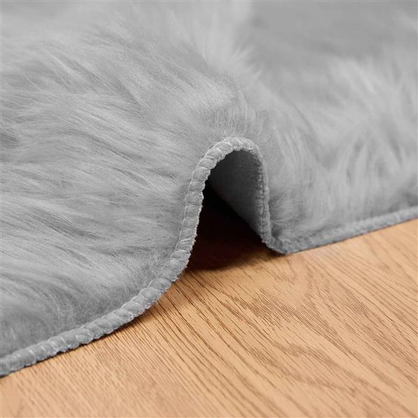 Grote foto vidaxl nep schapenvacht tapijt tafalla grijs 100 x 200 cm polyester huis en inrichting vloerbedekking en kleden
