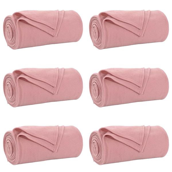 Grote foto vidaxl kleden 6 pcs roze 170 x 130 cm fleece huis en inrichting bedden