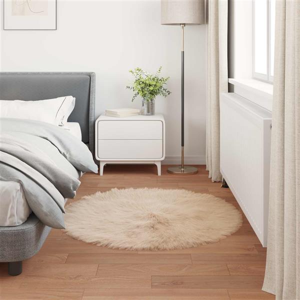 Grote foto vidaxl nep schapenvacht tapijt tafalla beige 120 cm polyester huis en inrichting vloerbedekking en kleden