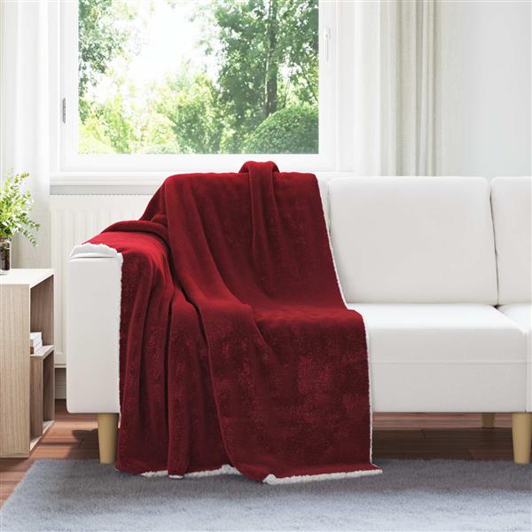 Grote foto vidaxl gooi deken bordeaux rood 130 x 150 cm fleece huis en inrichting bedden