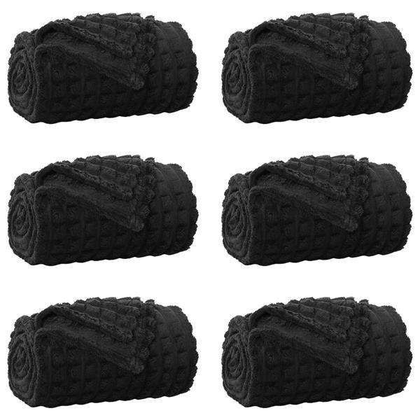 Grote foto vidaxl kleden 6 pcs zwart 270 x 240 cm fleece huis en inrichting bedden