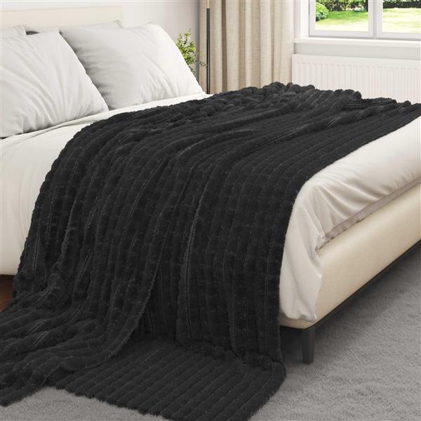 Grote foto vidaxl kleden 6 pcs zwart 240 x 220 cm fleece huis en inrichting bedden