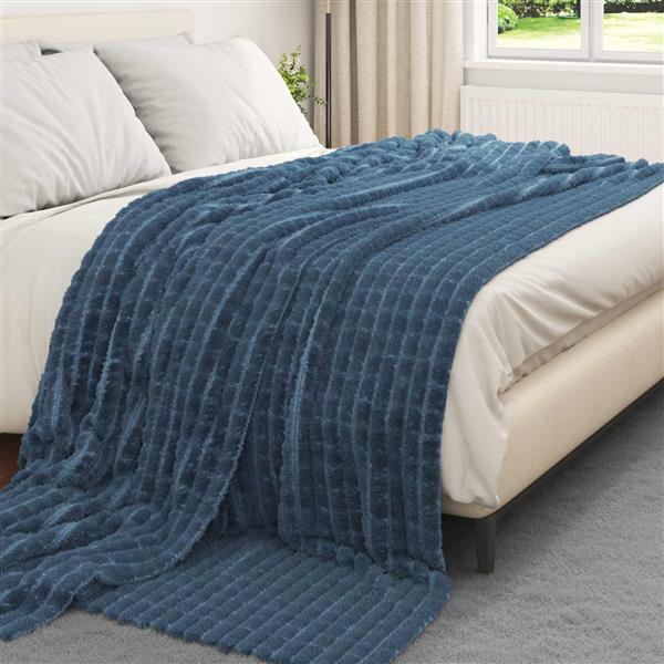 Grote foto vidaxl kleden 6 pcs marineblauw 270 x 240 cm fleece huis en inrichting bedden