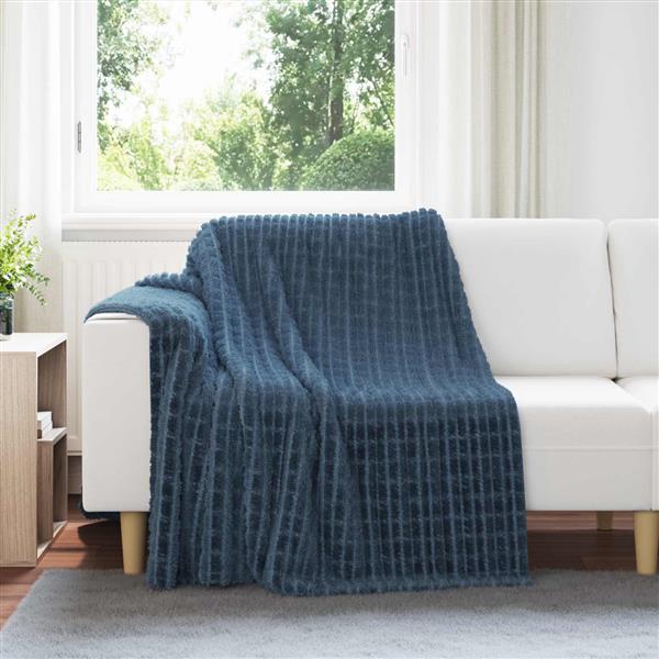 Grote foto vidaxl gooi deken marineblauw 200 x 150 cm fleece huis en inrichting bedden